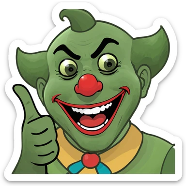 Clown pointing and laughing  sticker