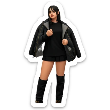 girl in jacket by window sticker