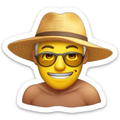 Personaje del juego AmongUs tomando sol en la playa con anteojos de sol sticker