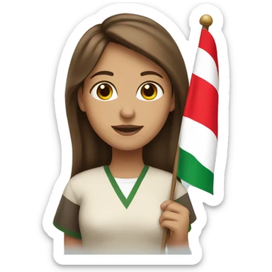 A girl with brown hair holding the Lebanese flag  sticker