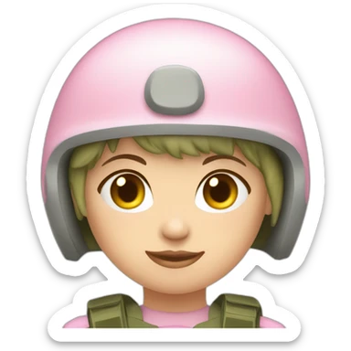 pink short hair white skin army girl with the helmet sticker