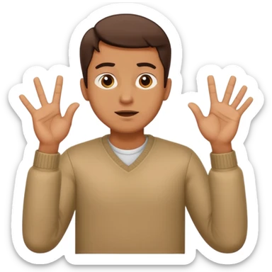 a man making the gesture of shrugging his shoulders sticker