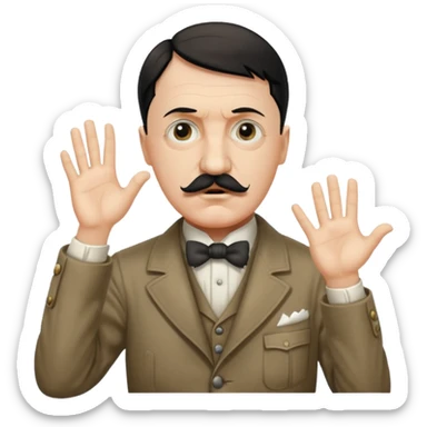 Adolf hitler with a Charlie Chaplin mustache throwing up CK sticker