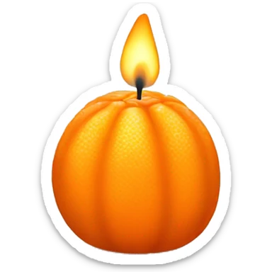 A candle in the form of a peeled tangerine sticker