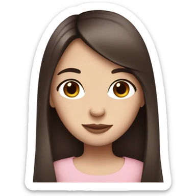 pink Parisian brunette girl long dark straight hair and brown eyes and pale skin  sticker