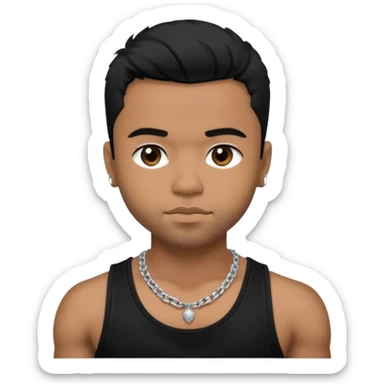 Raz B medium dark skin, black hair, black tank top with necklace sticker