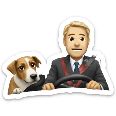 Dog driving a minister sticker