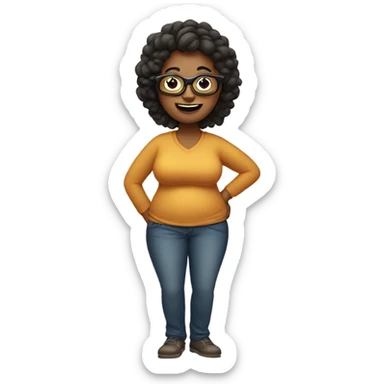 Squishy stomach mom with glasses sticker