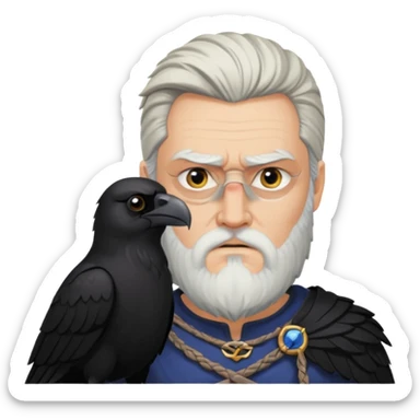 norse god odin with one eyepatch on his left eye and raven on his shoulder sticker