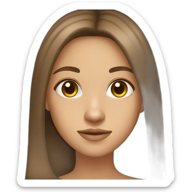 long brown hair, brown eyes, light skin sticker
