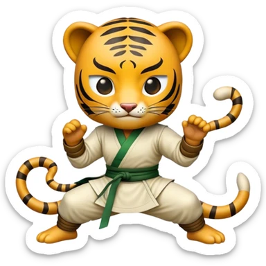 Cinematic Realistic Crouching Tiger, Hidden Dragon Pop Culture Emoji, showcasing a mystical portrayal of ancient martial arts rendered with dynamic textures and epic lighting. sticker