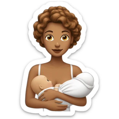 Femme blanche aux cheveux marron et son bébé dans les bras sticker