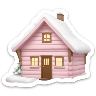 light pink cabin with snow sticker