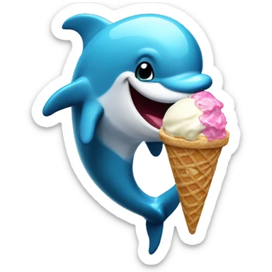 Dolphin eating ice cream sundae  sticker