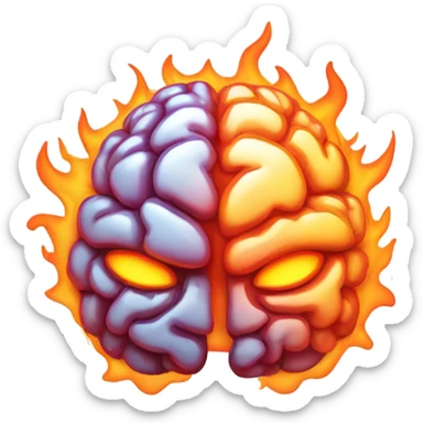 A brain on fire  sticker