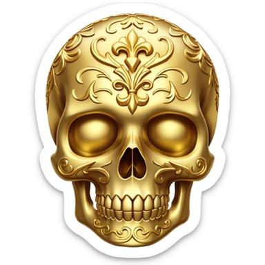 skull in gold sticker