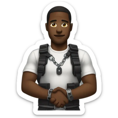 Black guy handcuffed sticker