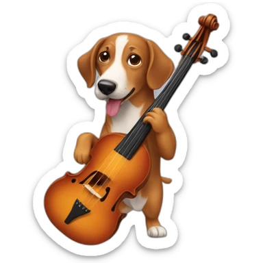 Perro salchicha con un violín sticker