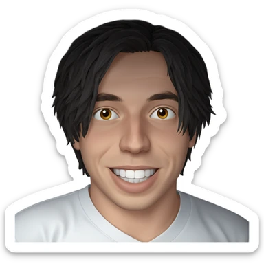 smiling boy in white shirt sticker