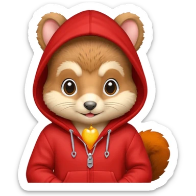 baby squirrel wear red hoodie sticker