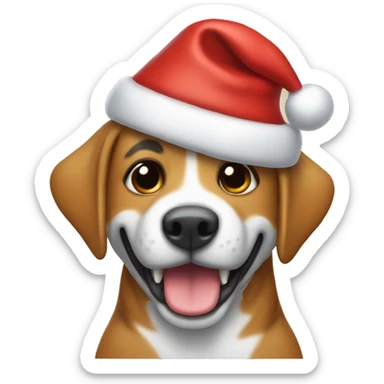 Dog with dinosaur costume and a santa hat sticker