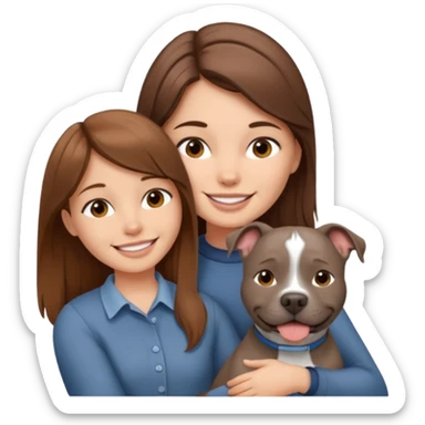 Grey pitbull with Brown haired Girl  sticker