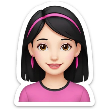 girl with black hair and pink streak by ear sticker