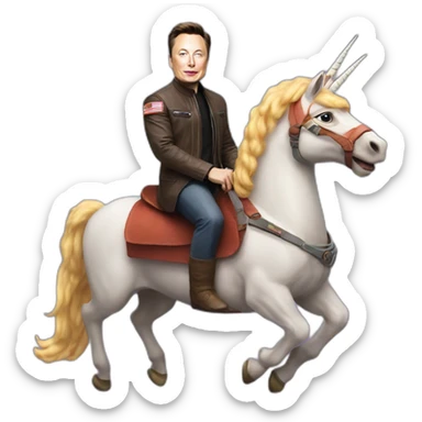 Elon musk riding a unicorn to mars sticker