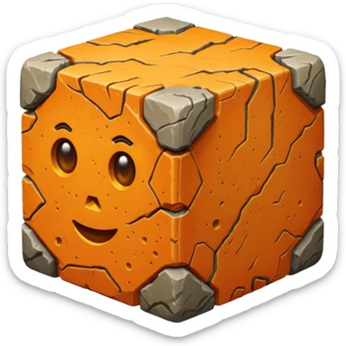 american-orange-intricate-stone-age-rocky-cube-shaped sticker