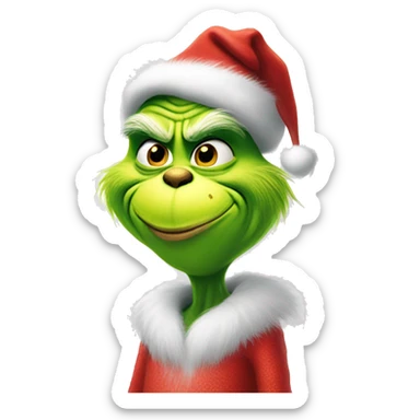 The grinch in Santa costume sticker