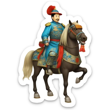 Chinese Qing dynasty general on horse sticker
