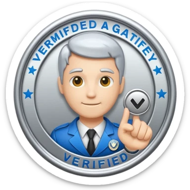 Holding a verified badge with government sign sticker