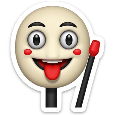 Sock puppet with black button eyes and lipstick sticker