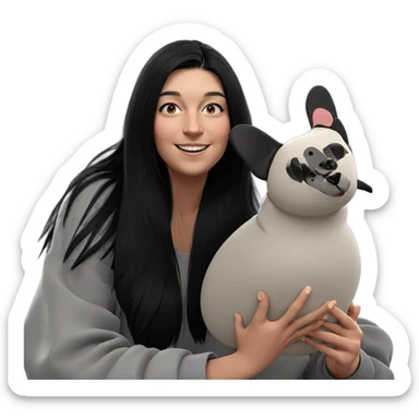 smiling girl with black hair sticker