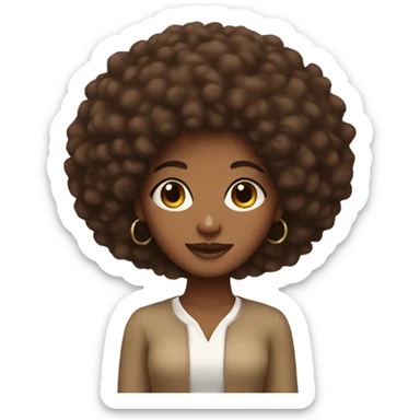 A brown girl with an afro, emoji style sticker