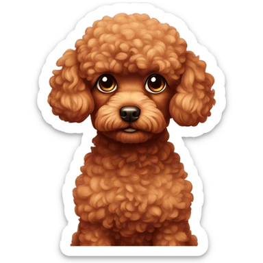 red toy poodle looking sad sticker