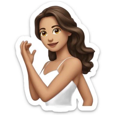 brunette with long hair, brown eyes, who dances ballroom dancing sticker