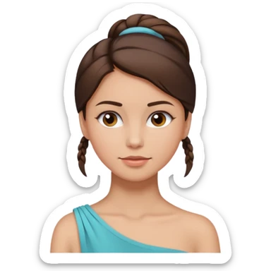 woman tie her brunette hair low and put on one side of shoulder  sticker