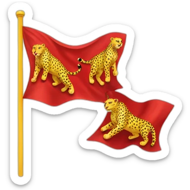 one red flag with two yellow leopards sticker