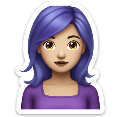 Canadian-Vietnamese-Chinese Female with blue and purple hair and a purple dress with purple eyes sticker
