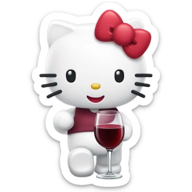 Hello Kitty drinking red wine sticker