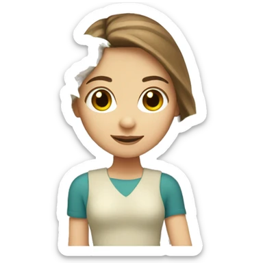 White girl with brown hair carrying a small palm tree sticker