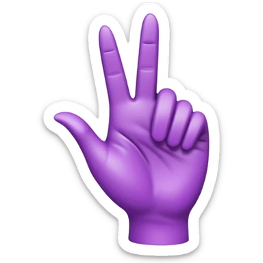 A 3D emoji-style human hand making a ‘pointing up with one finger’ gesture. The entire hand is colored in vibrant purple, with smooth glossy texture, simple shading, and no background. sticker