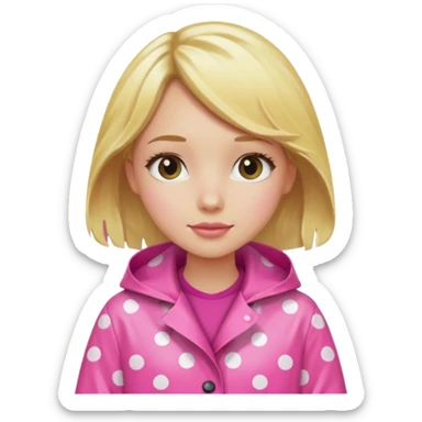 Blonde girl in a pink polka dot raincoat sticker