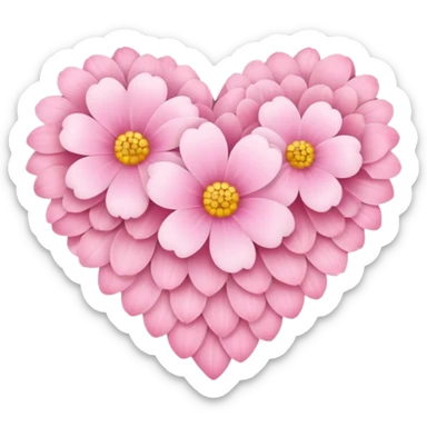 Pink flower heart  sticker
