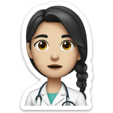 doctor girl with dark hair crying tears sticker