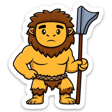 caveman with animal fur clothing and a club sticker