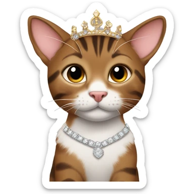Brown tabby with a princess tiara sticker