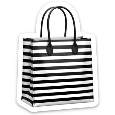 Black and white striped that says the wordSephora shopping bag sticker