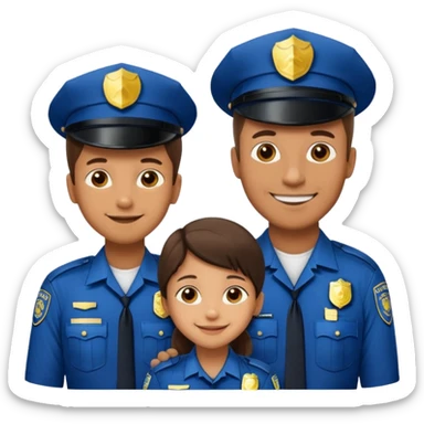 A proud dad who is proud of his children and is a police officer one of the kids is a 11 year old girl and a 9 year old boy and the girl is taller than the boy and the boy is short sticker